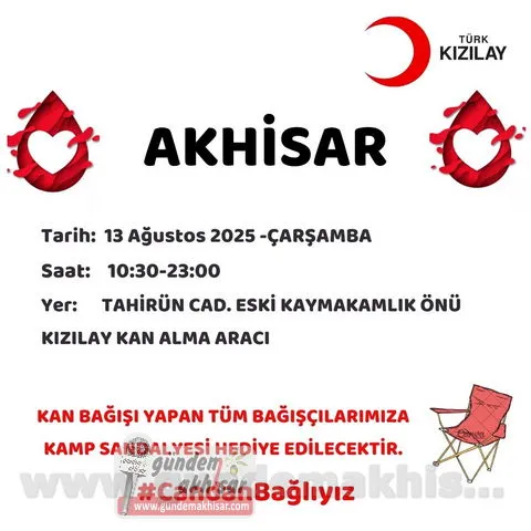 Kan Bağışı Yapana Kamp Sandelyesi